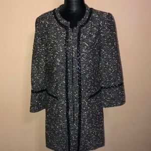 Donna Degnan Tweed Jacket with Faux Leather Trim